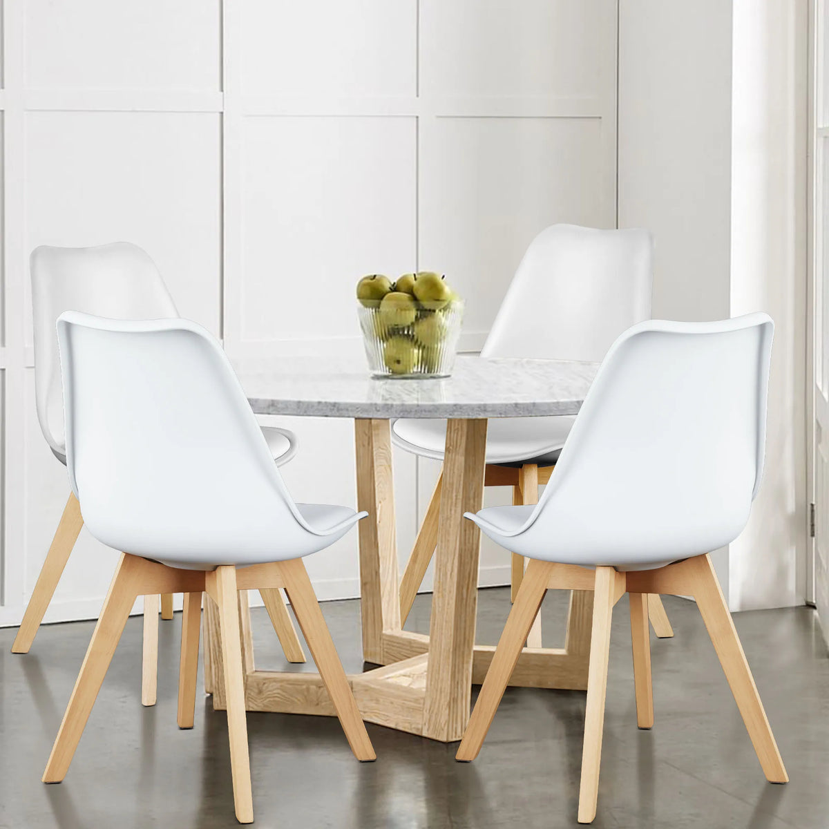 JHK PU Leather Dining Chairs Featuring Solid Wooden Legs