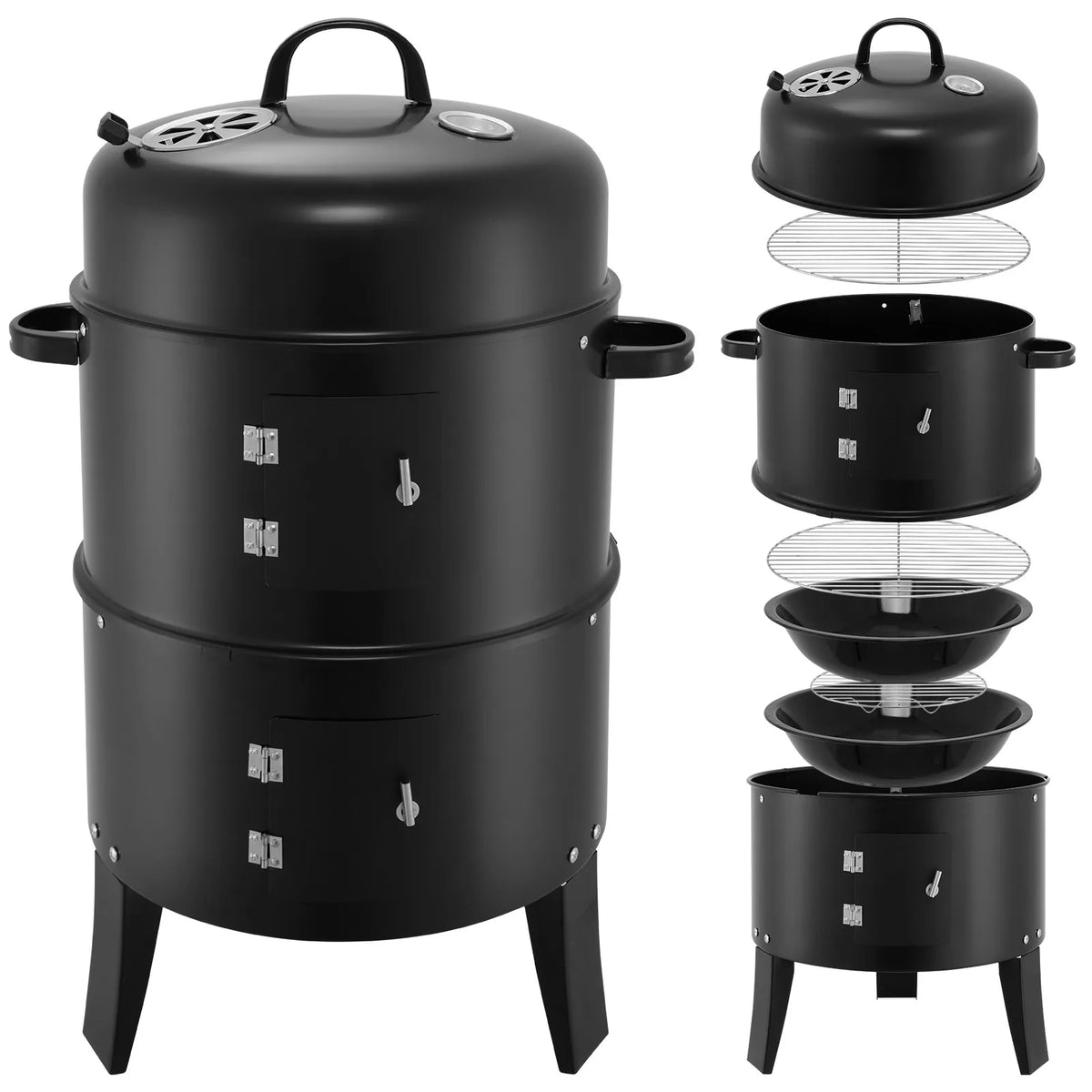 Portable Vertical Barbecue Grill And Smoker For Outdoor Camping
